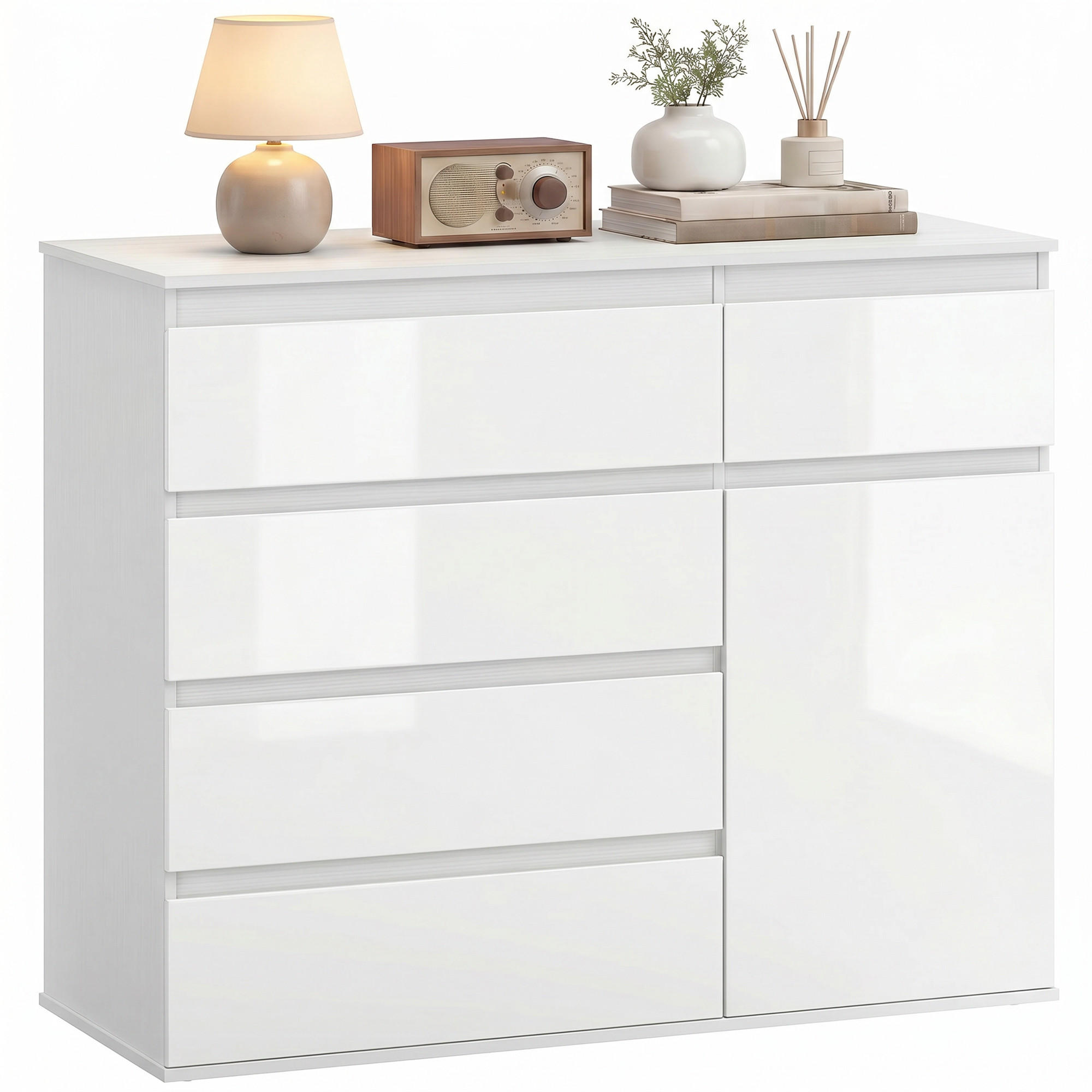 NACHTTISCH Weiß Hochglanz 40.0/100.0/80.0cm - Weiß Hochglanz, Holzwerkstoff (100/80/40cm)