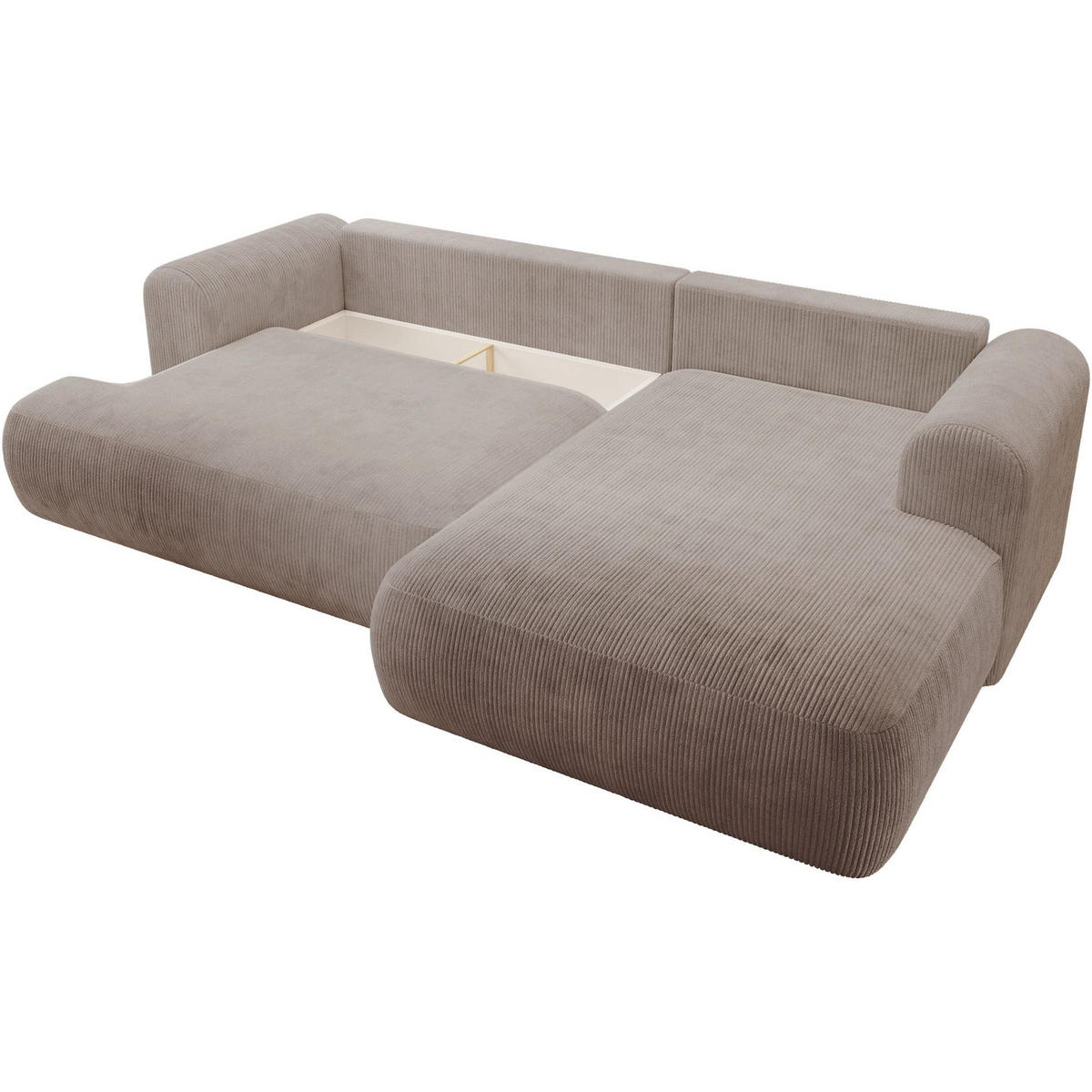 ECKSOFA Ovo Cord mit Cordbezug Beige, rechts - Beige/Schwarz, Textil (165/260cm) - Selsey