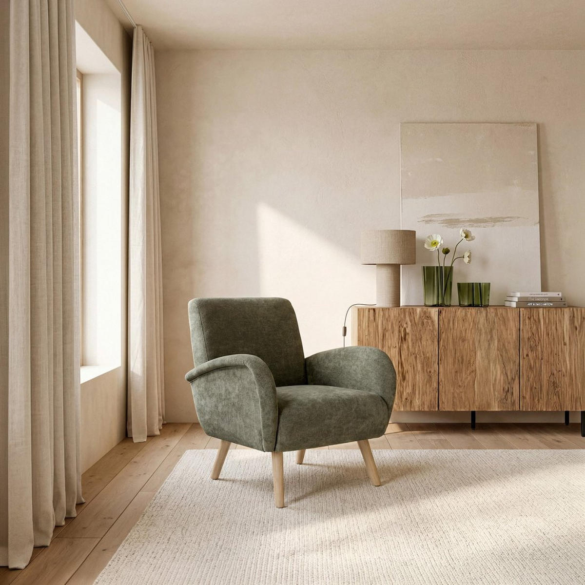LESESESSEL Iraida Grün 73 cm x 82 cm - Grün, Textil (73/82/74cm) - Klast Home