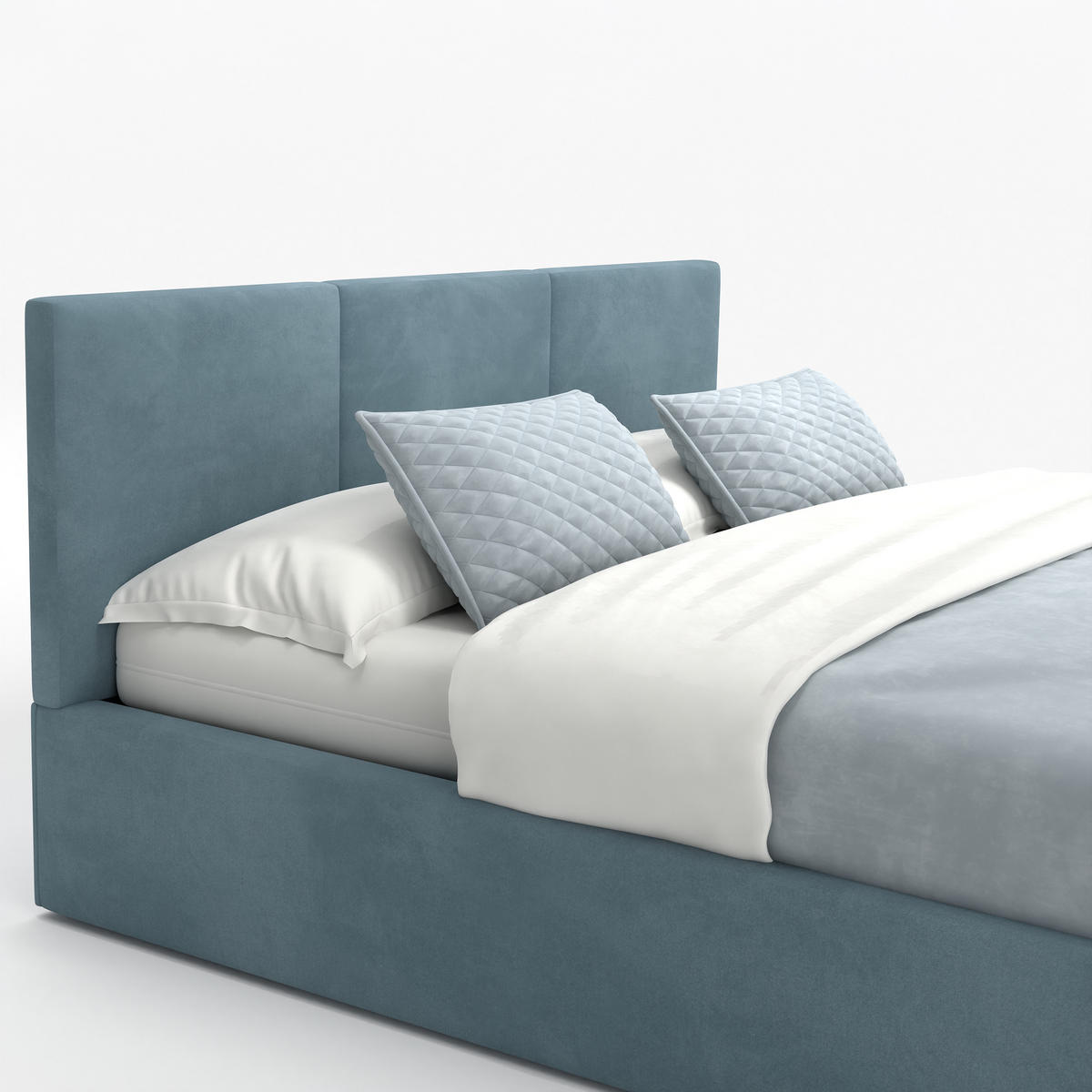 POLSTERBETT mit Stauraum Meerfarbe 120x200cm Kopfteil 88cm - Blau, Holzwerkstoff/Textil (120/200cm) - Muralo