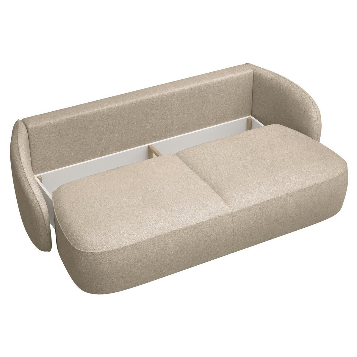 3-SITZER-SOFA Savoy Beige mit Schlaffunktion - Beige/Schwarz, Kunststoff/Textil (254/96/105cm) - Selsey