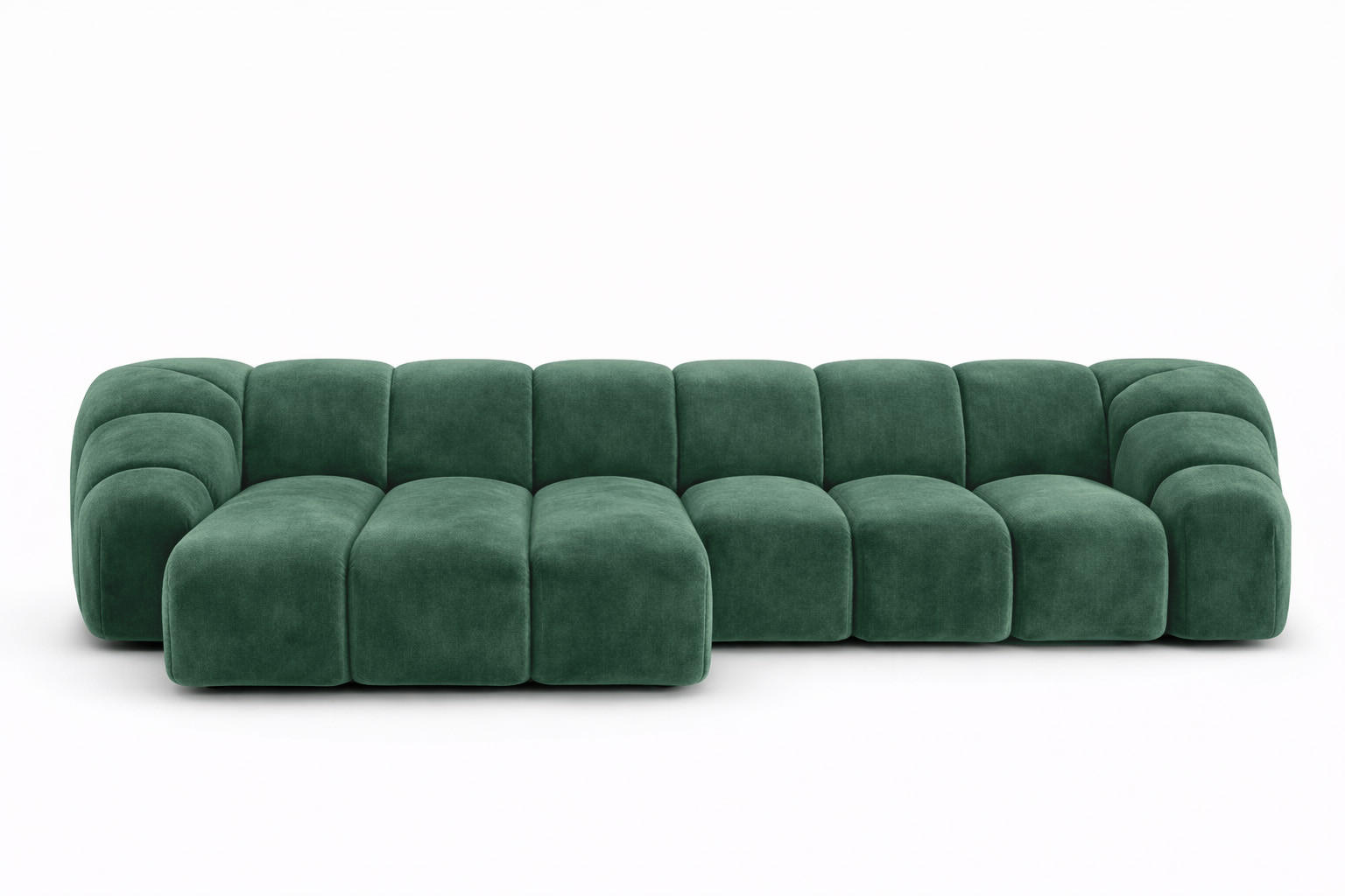 ECKSOFA Modulare L-Form, Veloursstoff Bluvel, Grün, Links, CROISSANT L - Grün, Holz (305/190cm) - Kaiser Möbel