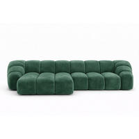 ECKSOFA Modulare L-Form, Veloursstoff Bluvel, Grün, Links, CROISSANT L - Grün, Holz (305/190cm) - Kaiser Möbel