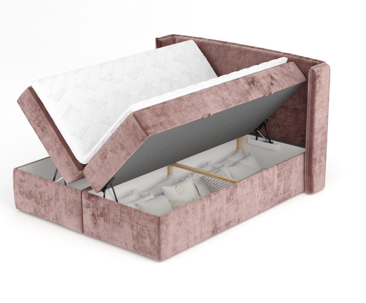 BOXBETT Skyline Rosa 200/200 cm mit Matratze und Topper - Pink/Schwarz, Holz/Holzwerkstoff (200/200cm) - Maison de Reve
