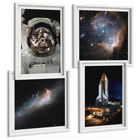 BILDER SET 4er Set - 50x50 cm & 40x60 cm Weißer Rahmen - Astronauten landen auf dem Mond - Weiß, Kunststoff (50/50cm) - TULUP