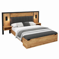 BETTANLAGE mit Leselampen 160x200 cm Eiche mit Matratze - Dunkelbraun, Holz (160/200cm) - Meubliv