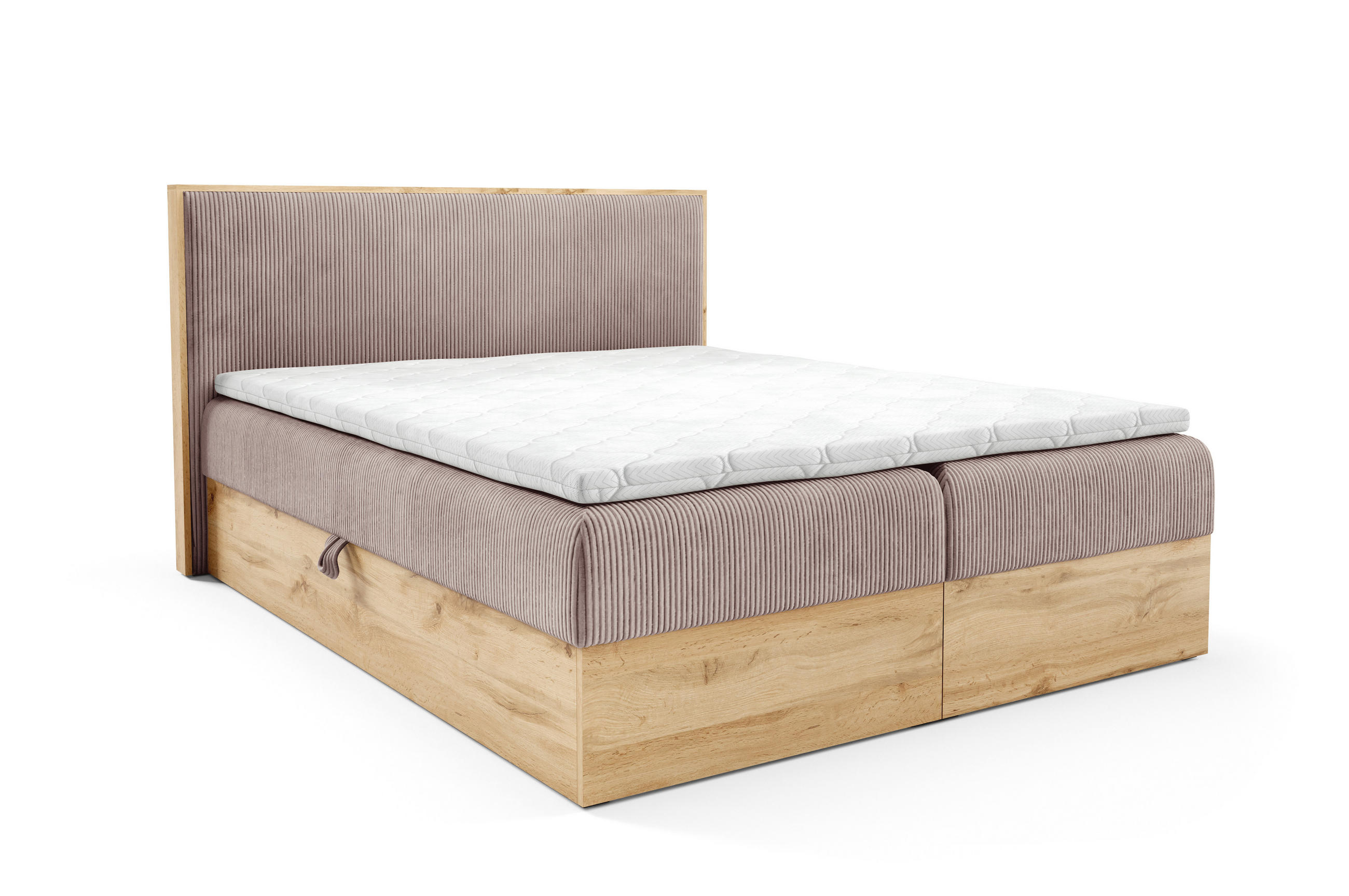 BOXBETT Holzoptik Sonoma mit Topper 180x200 cm Altrosa - Mauve, Textil (180/200cm) - Home Collective