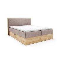 BOXBETT Holzoptik Sonoma mit Topper 160x200 cm Altrosa - Mauve, Textil (160/200cm) - Home Collective