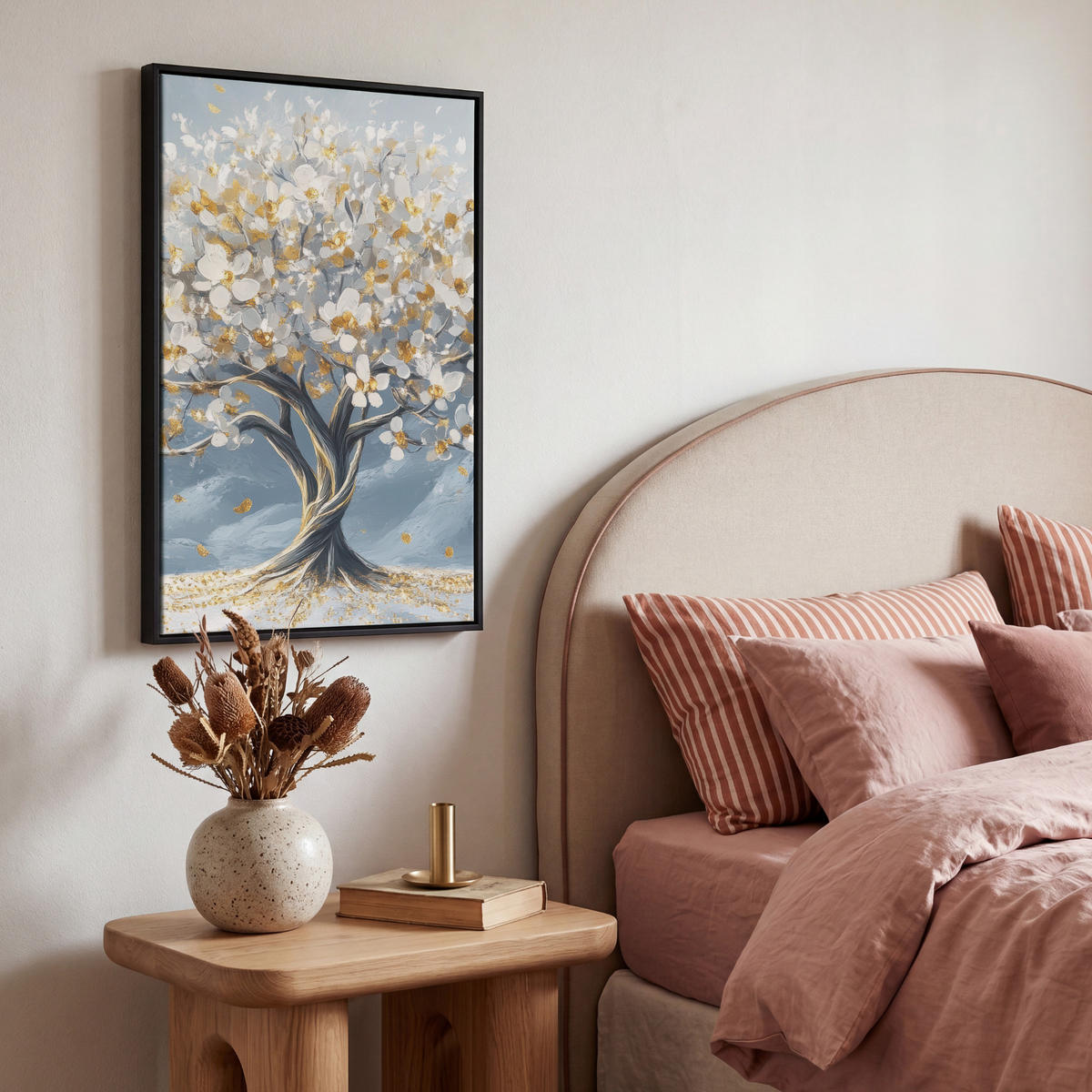 LEINWAND Bilder mit Rahmen - Baum - Winter - Baum des Lebens - Modern - Gold - 40x60 - Goldfarben, Textil (40/60cm) - MuchoWow