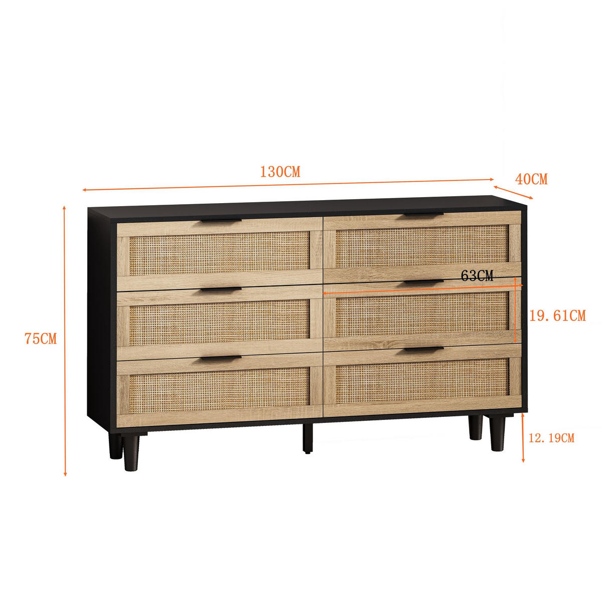 SIDEBOARD Schwarz 130/40/75 cm - Schwarz, Holzwerkstoff (40/75/130cm) - Urban Meuble