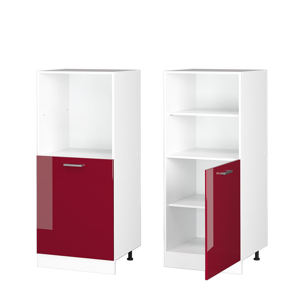 HERDUMBAUSCHRANK R-Line Rot Hochglanz 60 cm - Rot/Weiß, Holzwerkstoff (60/143/57cm) - Vicco