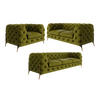 SITZGARNITUR 3+2+1 Chesterfield Lexi Olive Samt - Goldfarben/Olivgrün, Holz/Textil (243/75/100cm) - S-Style Möbel