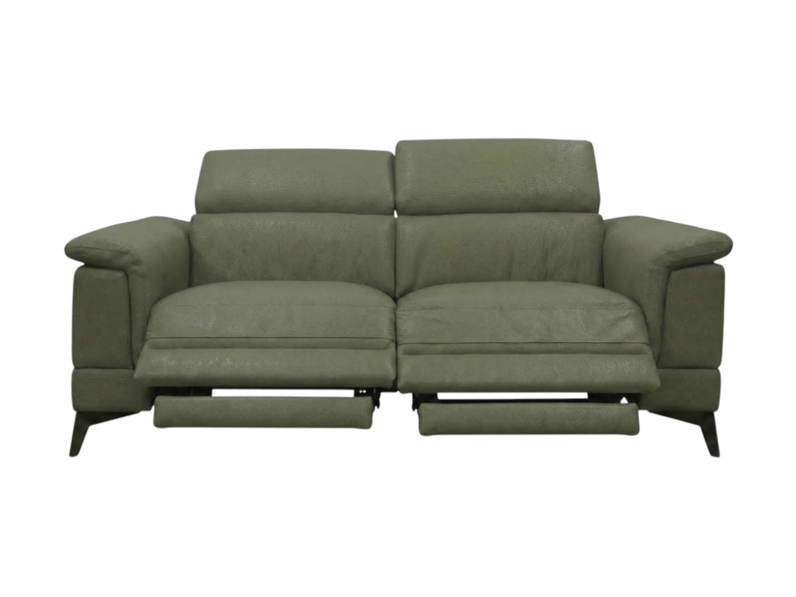 3-SITZER Sofa Planet Echtleder mit 2 x Relaxfunktion Olivgrün - Olivgrün, Leder/Metall (200/80/110cm)