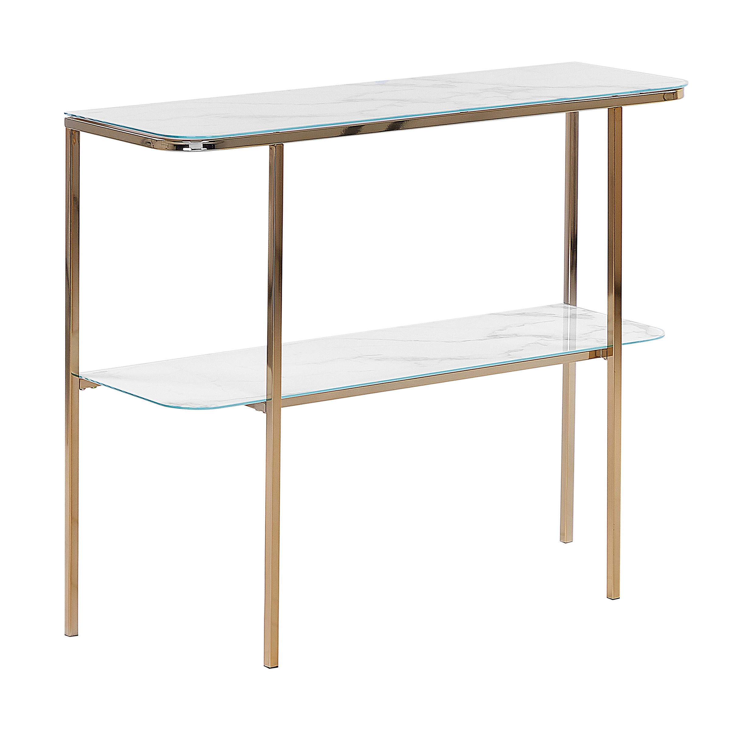 KONSOLENTISCH Marmor Optik weiß/gold Calvert - Goldfarben/Weiß, Glas (35/100/84cm) - Beliani