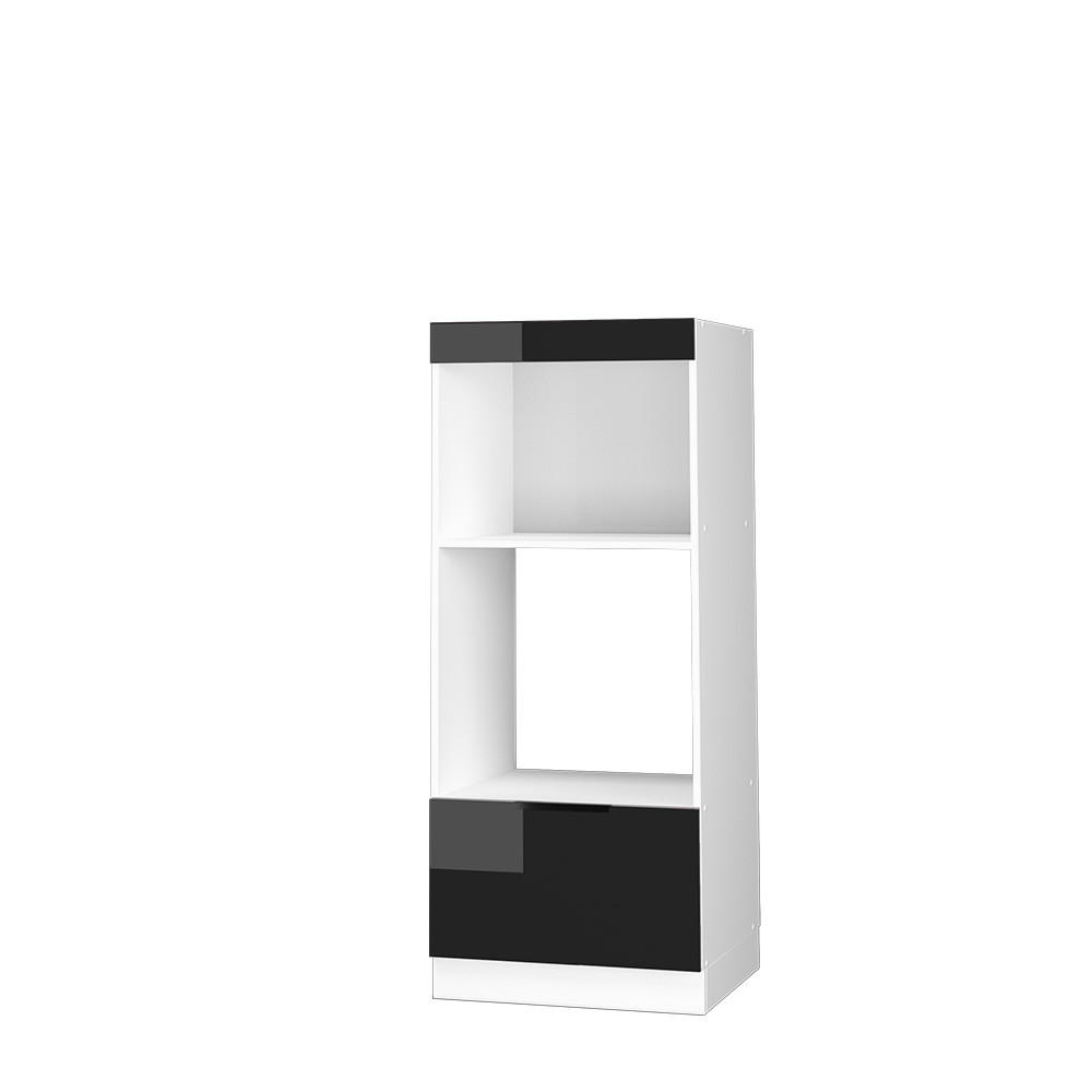 MIKROWELLENSCHRANK Fame-Line Schwarz Eiche hochglanz 60 cm offen - Schwarz Hochglanz/Schwarz, Holzwerkstoff (60/153.6/58.1cm) - Vicco
