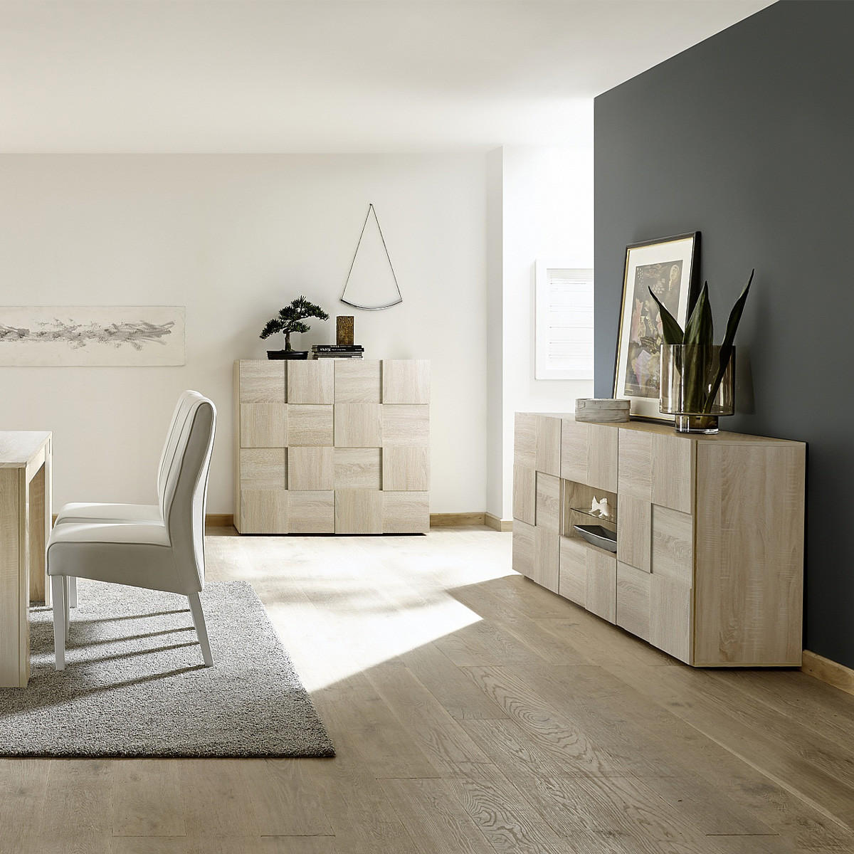 SIDEBOARD mit 2 Türen und 2 Schubladen L181 cm - Dama - Eichefarben, Holzwerkstoff (84/43/181cm) - Calicosy