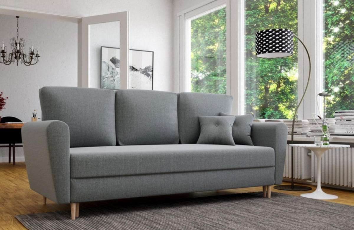SOFA Hellgrau LILI Ausziehbar - Grau, Naturmaterialen/Textil (229/95/87cm) - Sepro Meble