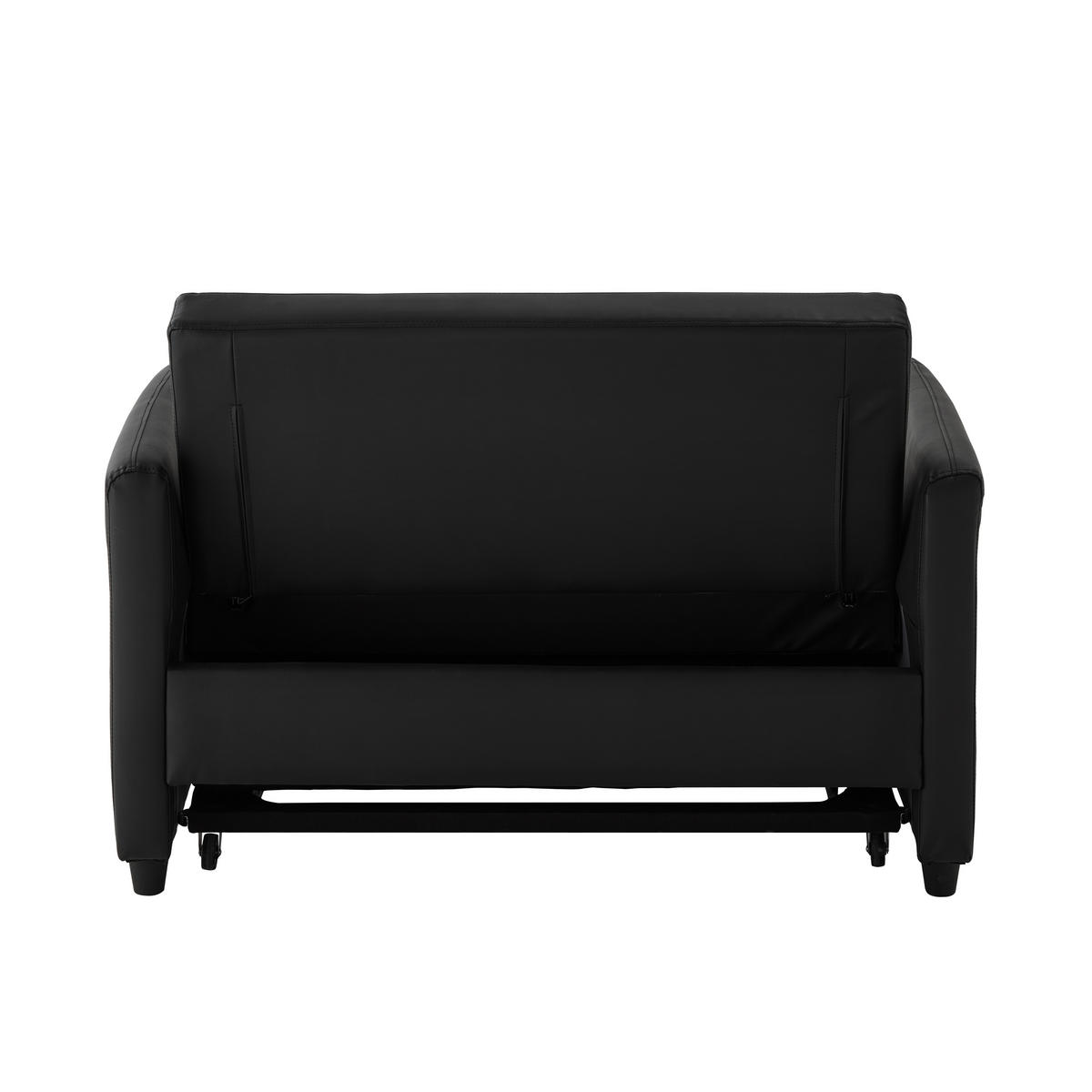 SCHLAFSOFA Zweisitzer mit verstellbarer Rückenlehne Beige Baumwoll-Leinen 166/95/46,5 cm - Schwarz, Kunststoff (122/82/83cm) - OKWISH