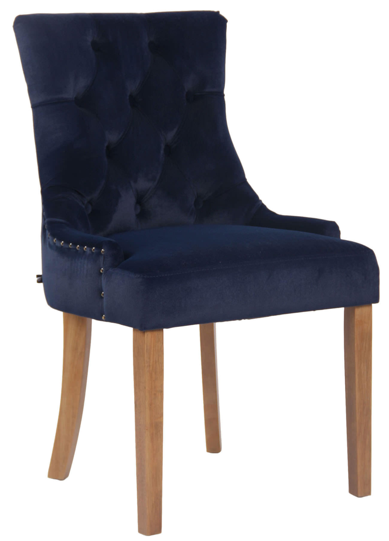 ESSZIMMERSTUHL Aboli Samt, antik-hell Blau - Blau/Hellbraun, Holz/Textil (55/92/58cm) - TPFLiving