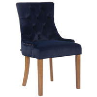 ESSZIMMERSTUHL Aboli Samt, antik-hell Blau - Blau/Hellbraun, Holz/Textil (55/92/58cm) - TPFLiving