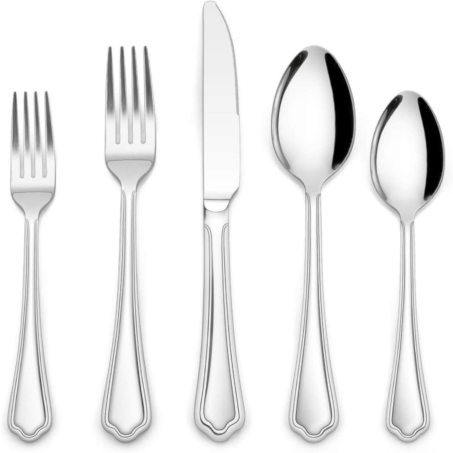 BESTECKSET 30-teilig für 6 Personen Edelstahl poliert - Silberfarben, Metall