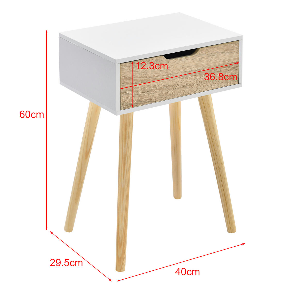 BEISTELLTISCH Östersund - Eichefarben/Naturfarben, Holz/Holzwerkstoff (30/40/60cm) - [en.casa]