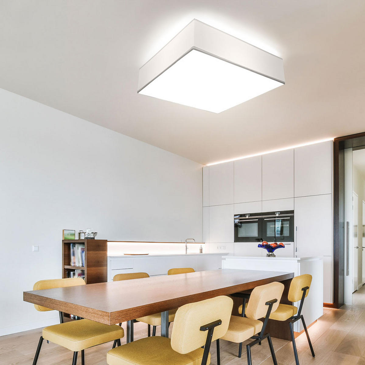 DECKENLEUCHTE Stahl PVC Weiß quadratisch 35 cm - Weiß, Metall (35/35/12cm)