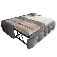 POLSTERBETT 90/180/190 cm Grau aus Teddy-Samtstoff mit Ausziehfunktion - Grau, Textil (90/190cm) - OKMYHOME