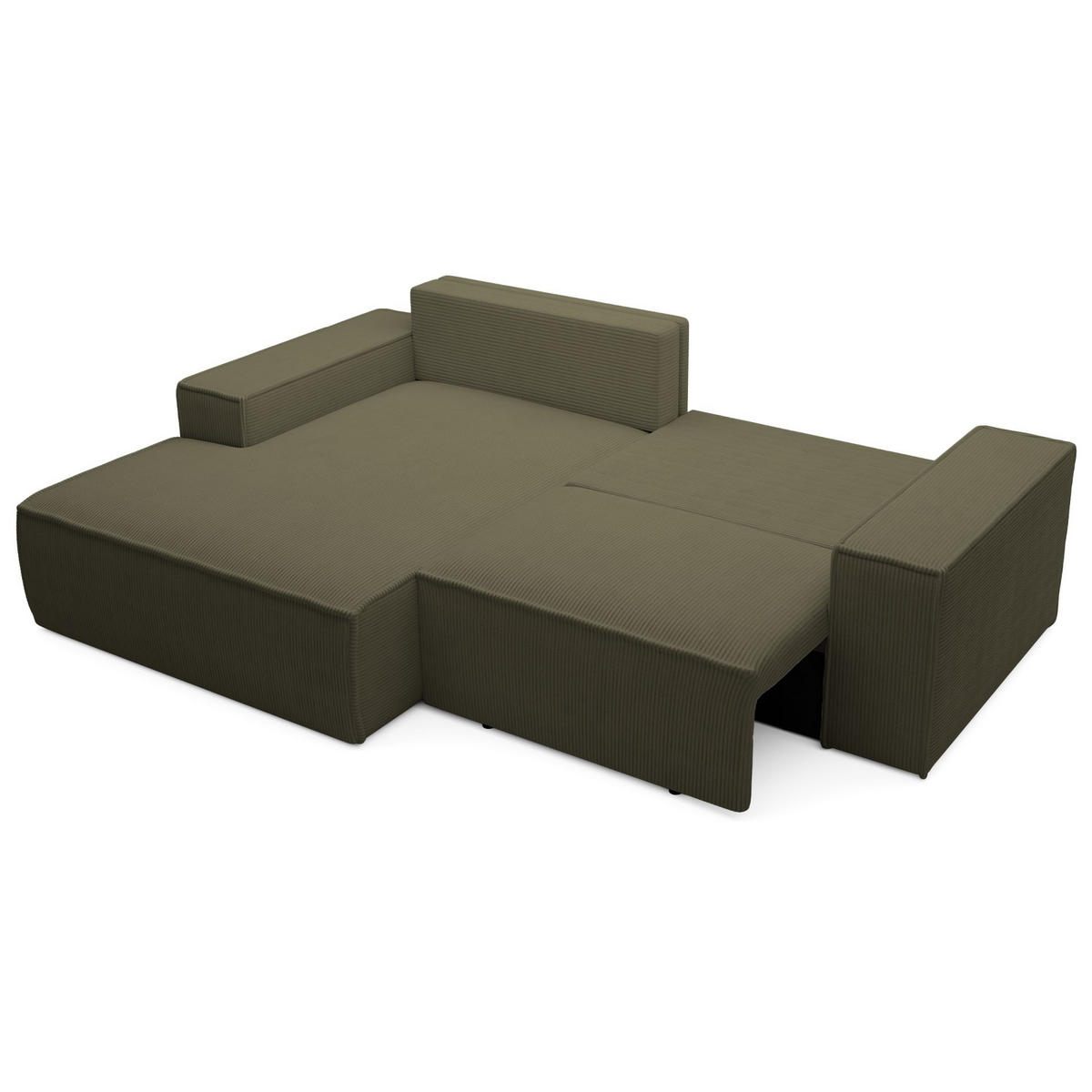 ECKSOFA Farese Mini mit Cordbezug Olivgrün, links - Schwarz/Olivgrün, Textil (240/167cm) - Selsey