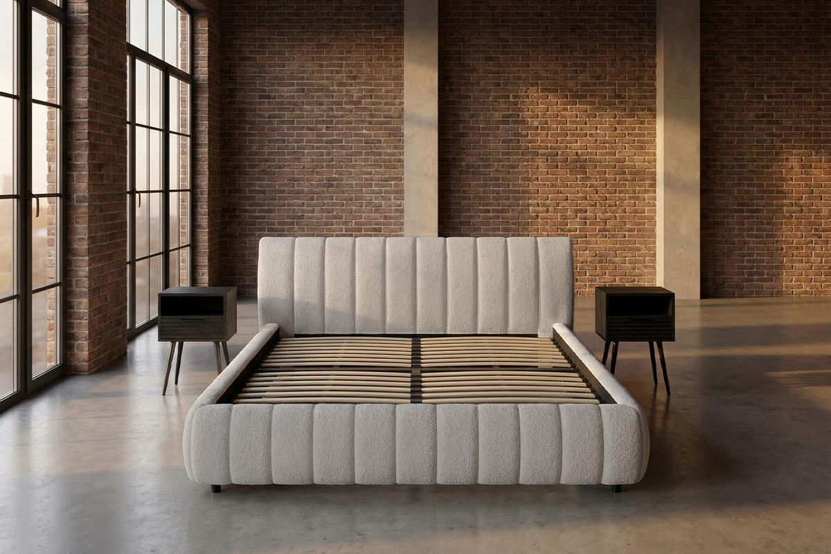 POLSTERBETT ALIOTTA Grau Bouclé - Grau, Textil (160/200cm) - KAWOLA