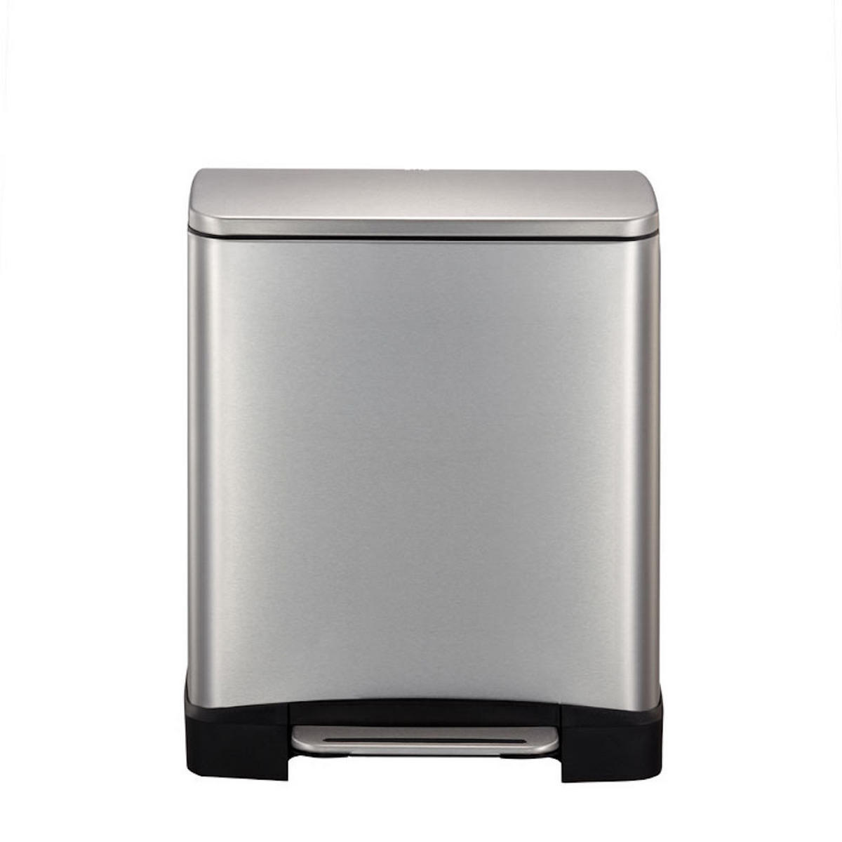 MÜLLEIMER Stilvoller Rechteckiger Mit Extra Breitem Pedal 19 Liter 44,6 x 36,6 x 31,9 cm 2 Inneneimer Edelstahl & Silber - Silberfarben, Metall (36.6/44.6/31.9cm) - PROREGAL
