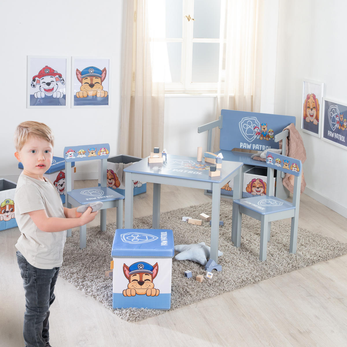 KINDERSITZGRUPPE Paw Patrol - Blau, Holz (50/51/60cm) - Roba