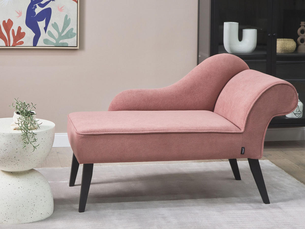 CHAISELONGUE rosa rechtsseitig Biarritz - Pink/Schwarz, Textil (118/77/60cm) - Beliani