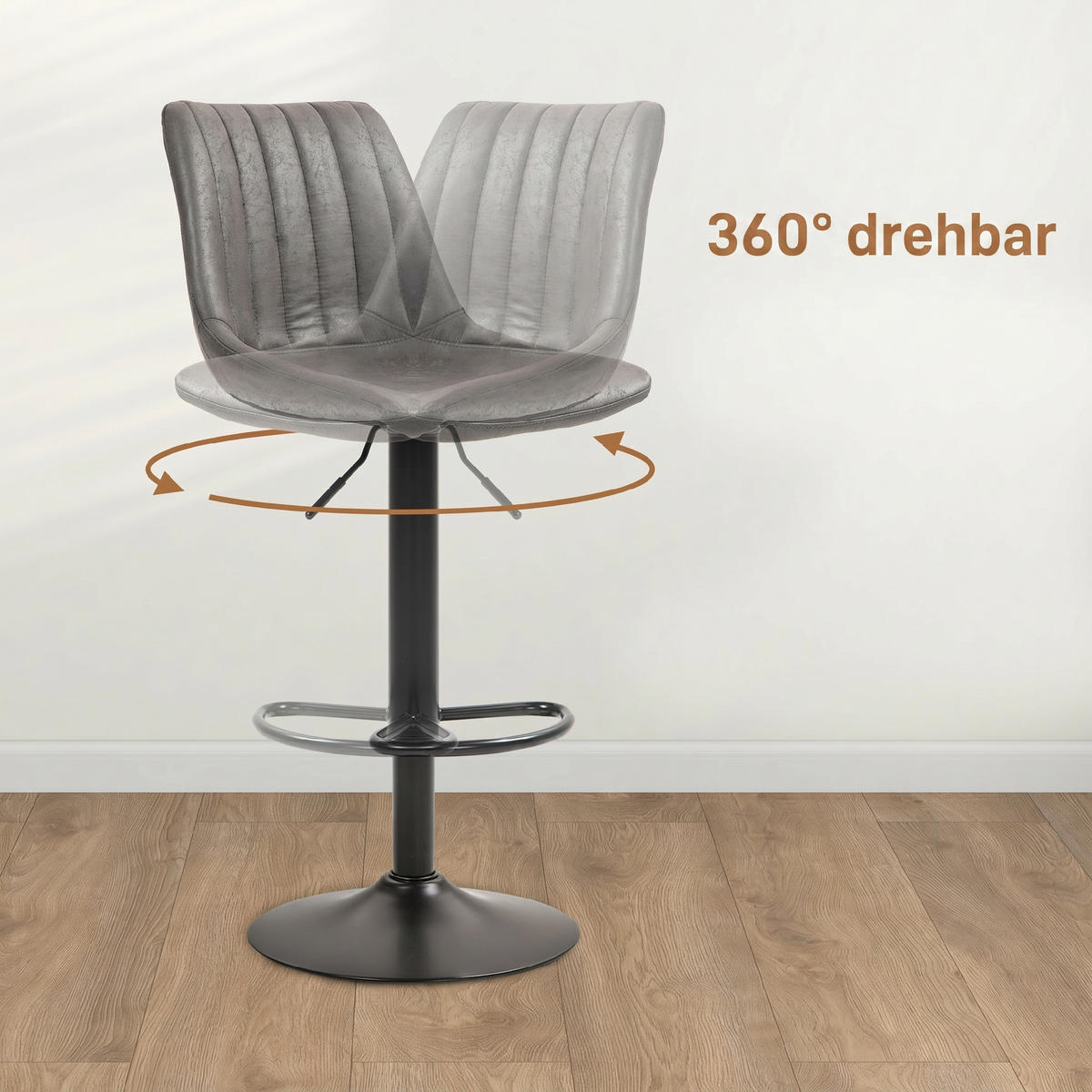BARHOCKER Mikrofasertuch, Metall Dunkelgrau - Dunkelgrau/Schwarz, Textil/Metall (43/110/46.5cm) - HOMCOM
