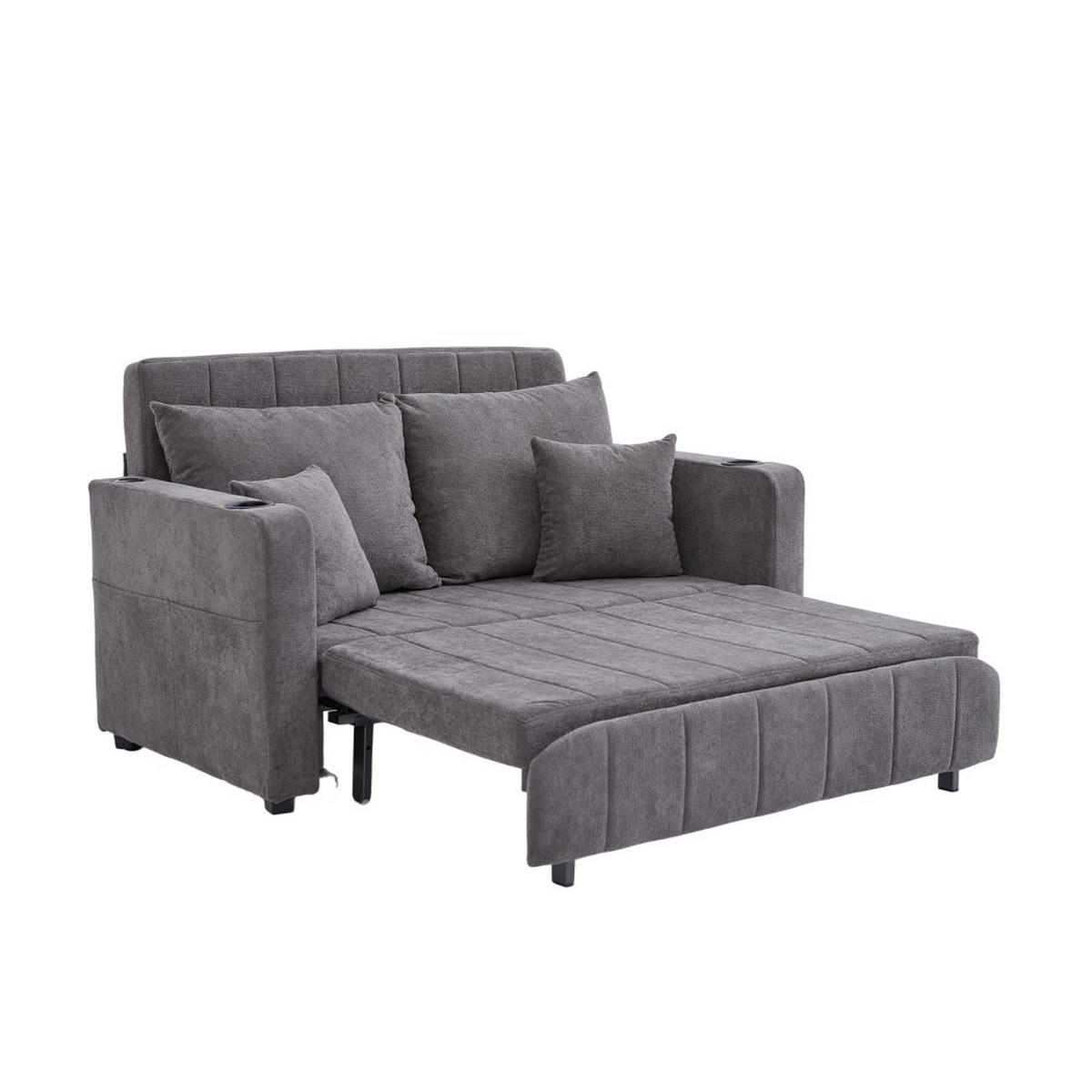 SCHLAFSOFA Zweisitzer mit Schlaffunktion,ausziehbar,Chenille,Grau - Grau, Textil (73/83/139cm) - LVHOM