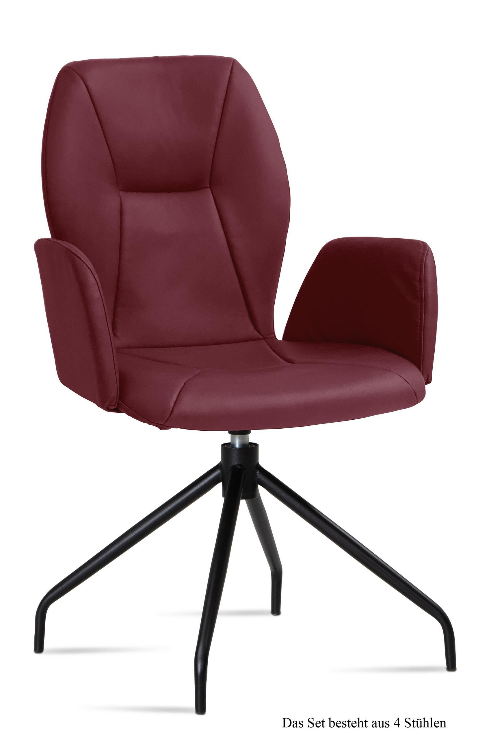 ARMLEHNSTUHL drehbar (4er-Set) Dorett 58x92x60 Schwarz/Marsala - Brombeere/Schwarz, Kunststoff (60/92/58cm) - 58aufmkessel