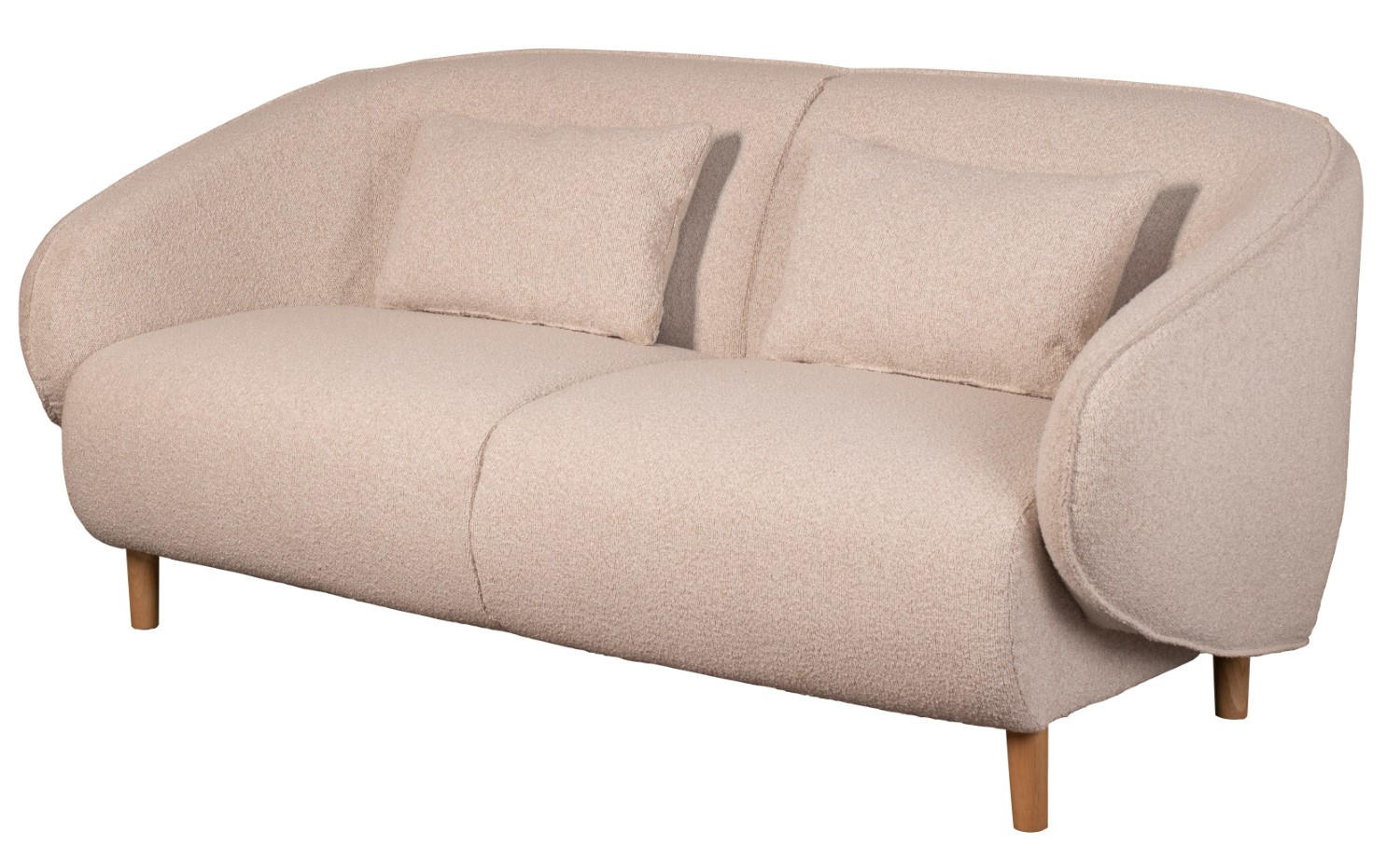 LOUNGESOFA Alezio inkl. Knuffelkissen - Dreisitzer - beige - Beige/Braun, Holz/Textil (189/86/78cm) - bene living