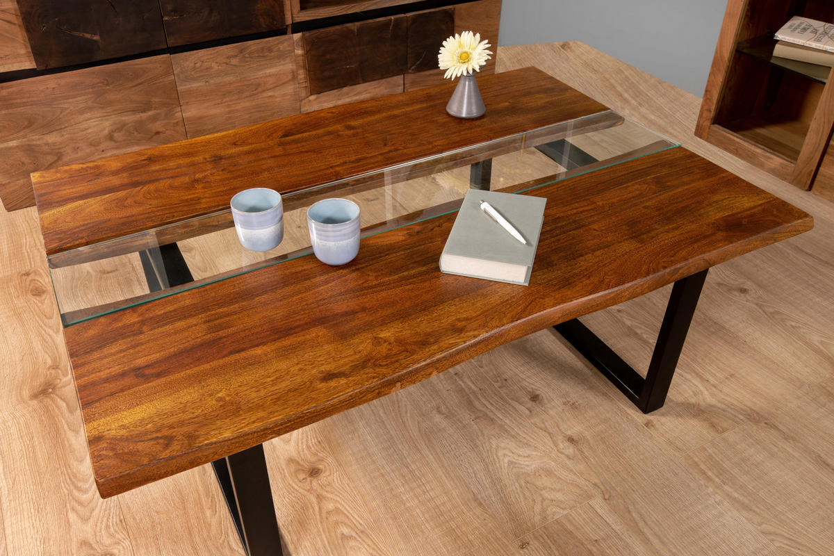 COUCHTISCH FRANCO - Nussbaumfarben/Walnussfarben, Holz/Metall (80/118/45cm) - SAM