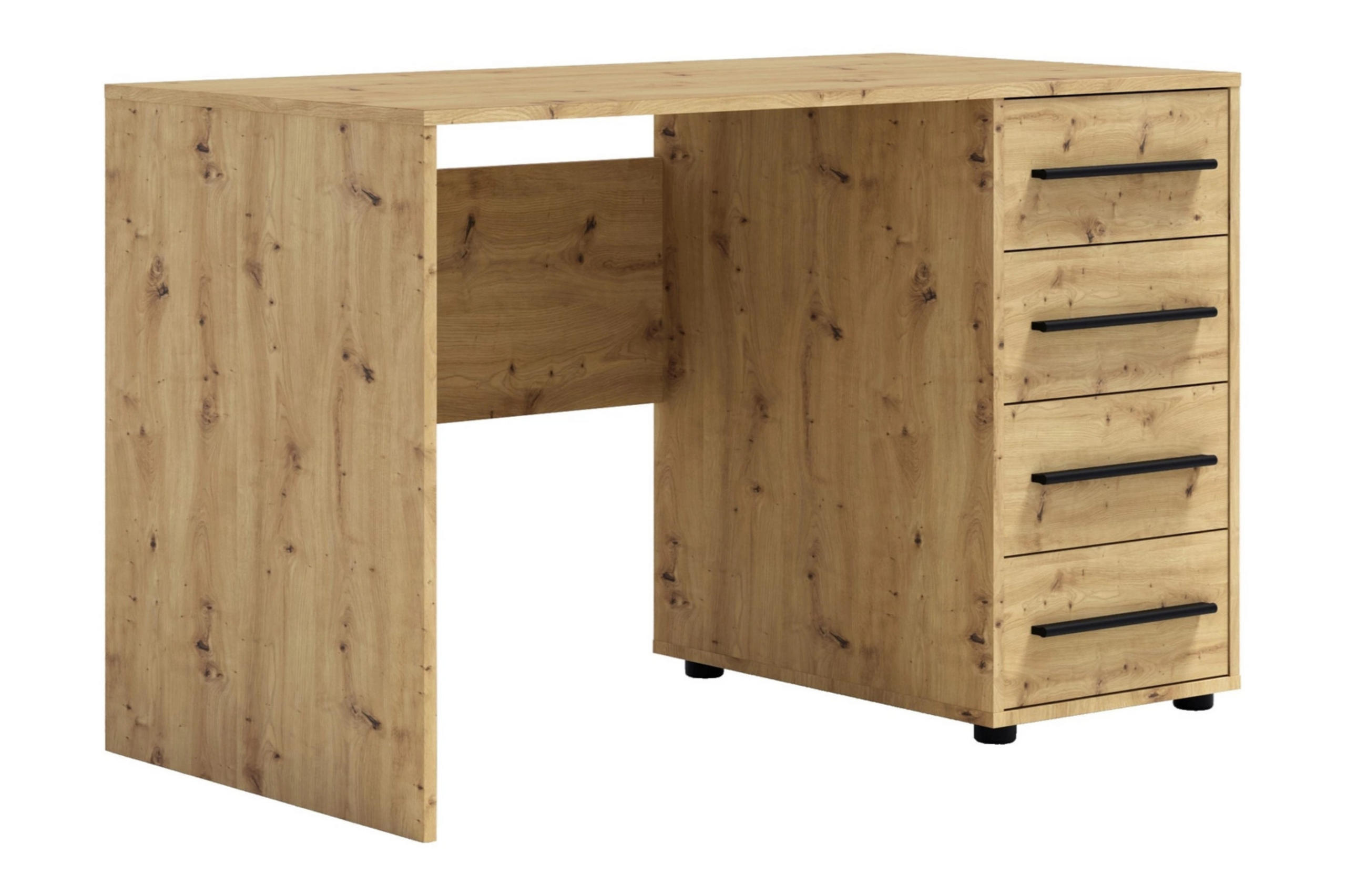 SCHREIBTISCH Modena 120x60 in Eiche Artisan mit Schubladen - Kaschmir/Schwarz, Holzwerkstoff/Kunststoff (60/120/75cm) - Ravio