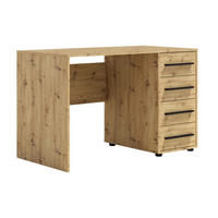 SCHREIBTISCH Modena 120x60 in Eiche Artisan mit Schubladen - Kaschmir/Schwarz, Holzwerkstoff/Kunststoff (60/120/75cm) - Ravio