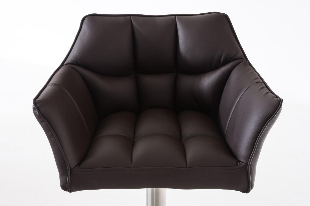 BARHOCKER Sihar Kunstleder Braun Silber - Braun, Leder/Metall (64/88/45cm) - DELUKE