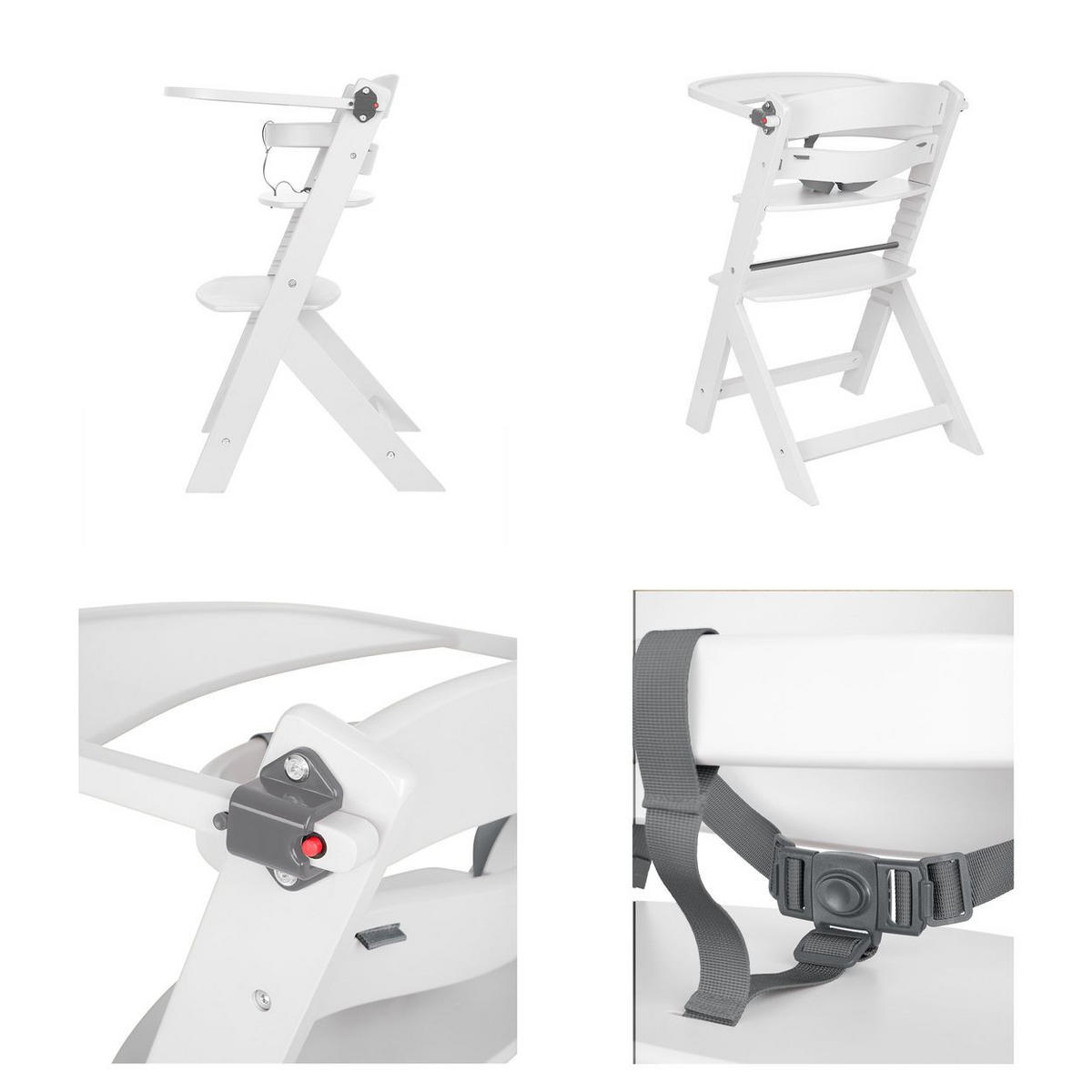 KINDERHOCHSTUHL Nordy Holz weiß Kinderstuhl Fußstütze verstellbarer Sitz - Weiß, Holz (44/79/49cm) - Kikka boo