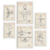 POSTER Set Mit 6 Plakaten Mit Flugzeug Patenten Im Vintage Stil A3 & A4 Weißer Rahmen - Weiß, Papier (29/3cm) - Nacnic