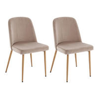 STUHL 2er-Set - Samt & Holzoptik Metall - Beige - MINAGRI - Beige, Textil (56/84/47.5cm) - Vente-Unique
