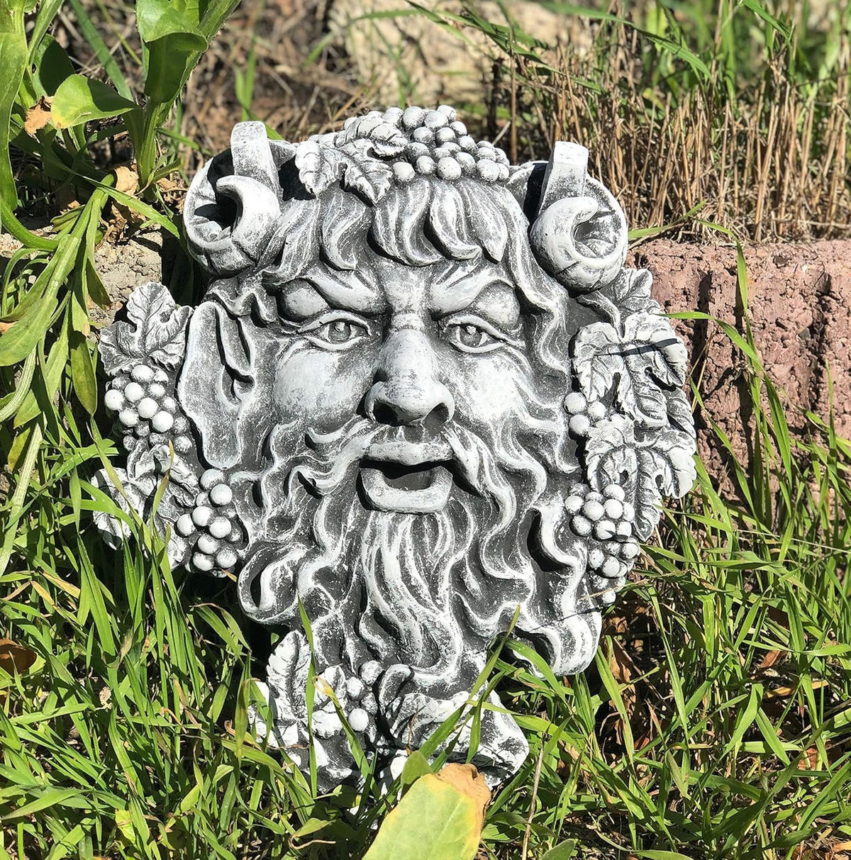 STEINFIGUR Wandkonsole Wandrelief Waldgeist frostfest wetterfest Steinguss Gartenfigur - Grau, Stein (25/8/30cm) - stoneandstyle