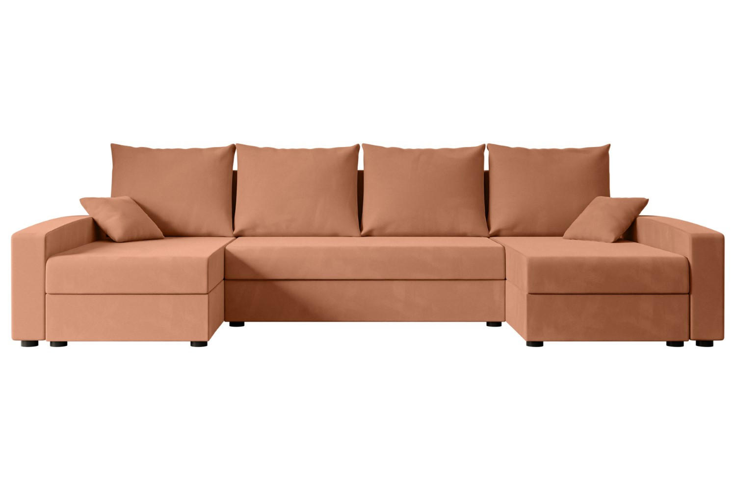 WOHNLANDSCHAFT mit Schlaffunktion und Bettkasten ALESIA-U 301x140x90 cm Koralle Velours - Koralle/Silberfarben, Holzwerkstoff/Kunststoff (301/90/140cm) - ALTDECOR