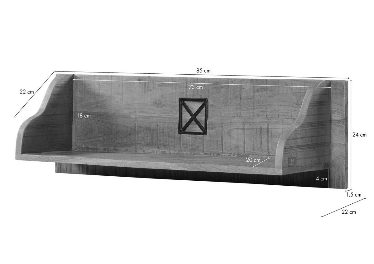 WANDREGAL Akazie 85x22x24 natur versiegelt NATURE OF SPIRIT #317 - Braun, Holzwerkstoff (85/24/22cm) - Massivmoebel24