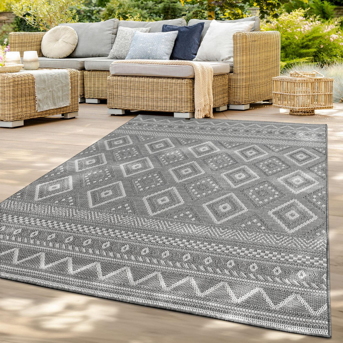 OUTDOORTEPPICH Grau-Hellgrau 120 x 160 cm - Hellgrau, Kunststoff (120/160cm) - TT Home