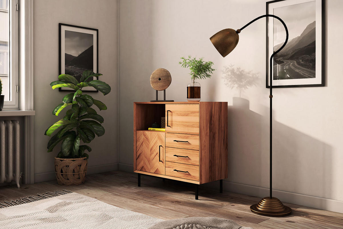 KOMMODE HOCH LEON Kernbuche - Kernbuche, Holz (97/95/45cm) - byoak