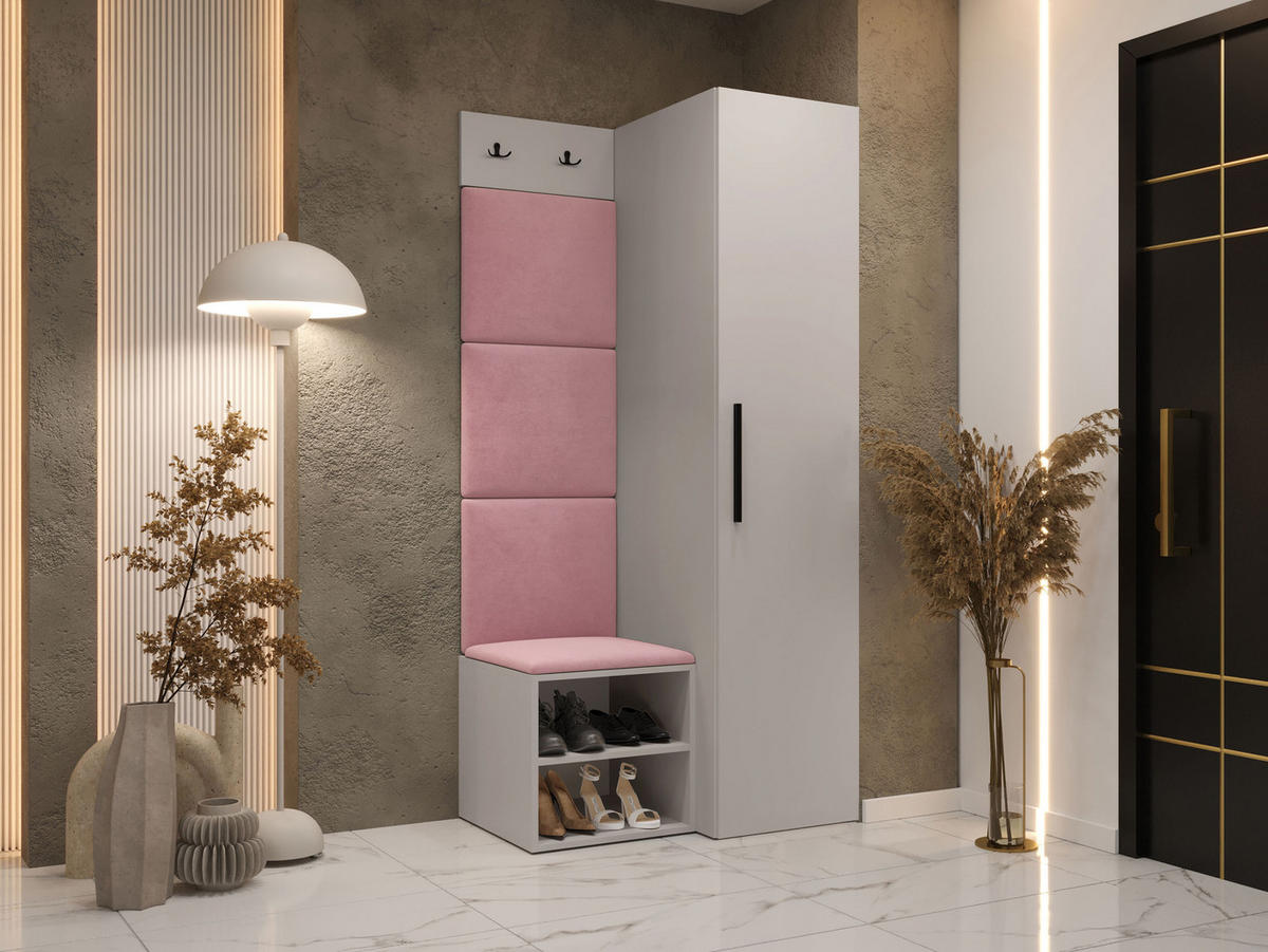 GARDEROBEN-SET Medi III - Kaschmir/Hellrosa, Holzwerkstoff/Kunststoff (40/191/50cm) - MIRJAN24